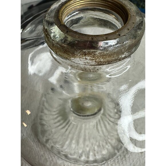 Antique Oil Kerosene Victorian Clear Glass Lamp Base only Ribbed Read - Picture 4 of 8